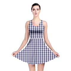 Usa Flag Blue Large Gingham Check Plaid  Reversible Skater Dress by PodArtist