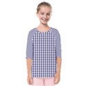 USA Flag Blue Large Gingham Check Plaid  Kids  Quarter Sleeve Raglan Tee View1