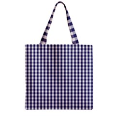 Usa Flag Blue Large Gingham Check Plaid  Zipper Grocery Tote Bag by PodArtist