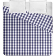 Usa Flag Blue Large Gingham Check Plaid  Duvet Cover Double Side (king Size) by PodArtist