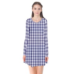 Usa Flag Blue Large Gingham Check Plaid  Flare Dress by PodArtist