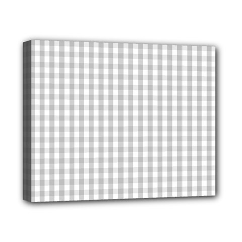 Christmas Silver Gingham Check Plaid Canvas 10  X 8  by PodArtist