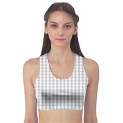 Christmas Silver Gingham Check Plaid Sports Bra by PodArtist