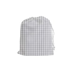 Christmas Silver Gingham Check Plaid Drawstring Pouches (medium)  by PodArtist