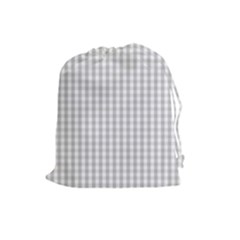 Christmas Silver Gingham Check Plaid Drawstring Pouches (large)  by PodArtist