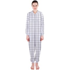 Christmas Silver Gingham Check Plaid Hooded Jumpsuit (ladies)  by PodArtist