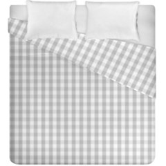 Christmas Silver Gingham Check Plaid Duvet Cover Double Side (king Size) by PodArtist