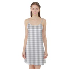 Christmas Silver Gingham Check Plaid Satin Night Slip