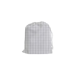 Christmas Silver Gingham Check Plaid Drawstring Pouches (xs) 