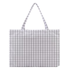 Christmas Silver Gingham Check Plaid Medium Tote Bag