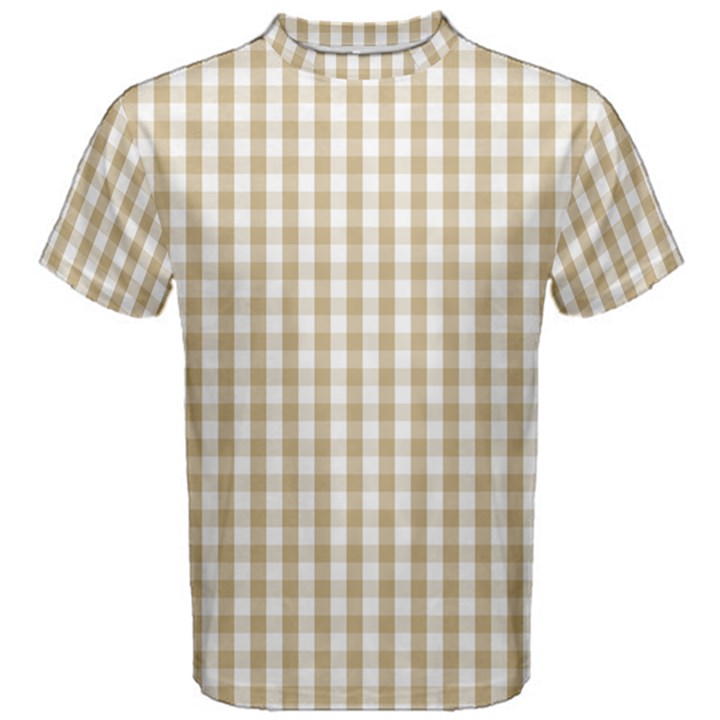 Christmas Gold Large Gingham Check Plaid Pattern Men s Cotton Tee