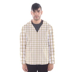 Christmas Gold Large Gingham Check Plaid Pattern Hooded Wind Breaker (men) by PodArtist