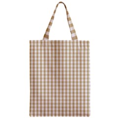 Christmas Gold Large Gingham Check Plaid Pattern Zipper Classic Tote Bag