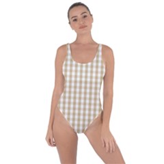 Christmas Gold Large Gingham Check Plaid Pattern Bring Sexy Back Swimsuit