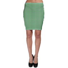 Christmas Green Velvet Large Gingham Check Plaid Pattern Bodycon Skirt