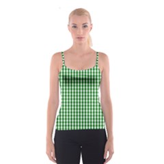 Christmas Green Velvet Large Gingham Check Plaid Pattern Spaghetti Strap Top