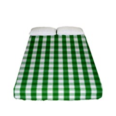 Christmas Green Velvet Large Gingham Check Plaid Pattern Fitted Sheet (full/ Double Size)