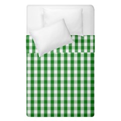 Christmas Green Velvet Large Gingham Check Plaid Pattern Duvet Cover Double Side (single Size) by PodArtist