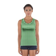 Christmas Green Velvet Large Gingham Check Plaid Pattern Women s Sport Tank Top 