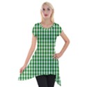 Christmas Green Velvet Large Gingham Check Plaid Pattern Short Sleeve Side Drop Tunic View1