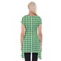 Christmas Green Velvet Large Gingham Check Plaid Pattern Short Sleeve Side Drop Tunic View2