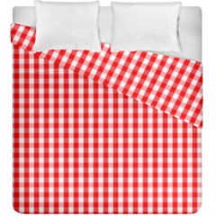 Christmas Red Velvet Large Gingham Check Plaid Pattern Duvet Cover Double Side (king Size) by PodArtist