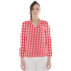 Christmas Red Velvet Large Gingham Check Plaid Pattern Wind Breaker (women)