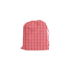 Christmas Red Velvet Large Gingham Check Plaid Pattern Drawstring Pouches (xs)  by PodArtist