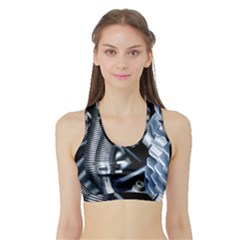 Motorcycle Details Sports Bra With Border by BangZart