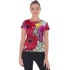 Flowers Gerbera Floral Spring Short Sleeve Sports Top  by BangZart