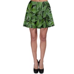 Texture Leaves Light Sun Green Skater Skirt by BangZart