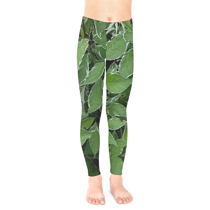 Texture Leaves Light Sun Green Kids  Legging