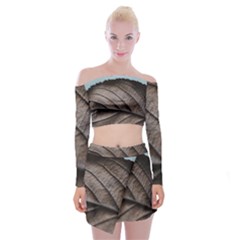 Leaf Veins Nerves Macro Closeup Off Shoulder Top With Skirt Set by BangZart