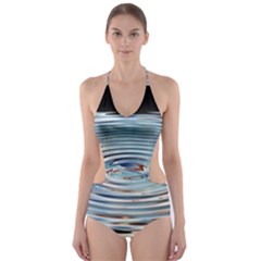 Wave Concentric Waves Circles Water Cut-out One Piece Swimsuit by BangZart