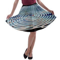 Wave Concentric Waves Circles Water A-line Skater Skirt by BangZart