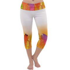 Autumn Leaves Colorful Fall Foliage Capri Yoga Leggings by BangZart