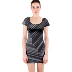 Paper Low Key A4 Studio Lines Short Sleeve Bodycon Dress by BangZart