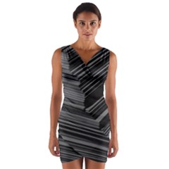 Paper Low Key A4 Studio Lines Wrap Front Bodycon Dress by BangZart