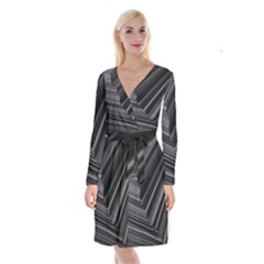 Paper Low Key A4 Studio Lines Long Sleeve Velvet Front Wrap Dress by BangZart