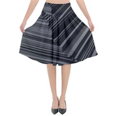 Paper Low Key A4 Studio Lines Flared Midi Skirt by BangZart