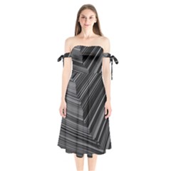 Paper Low Key A4 Studio Lines Shoulder Tie Bardot Midi Dress by BangZart