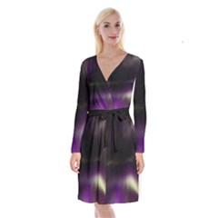 The Northern Lights Nature Long Sleeve Velvet Front Wrap Dress by BangZart