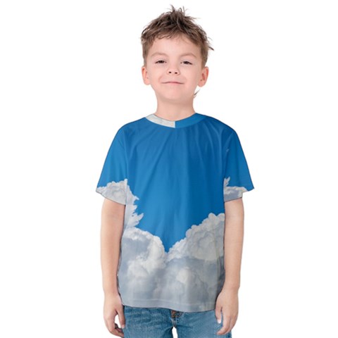 Sky Clouds Blue White Weather Air Kids  Cotton Tee by BangZart