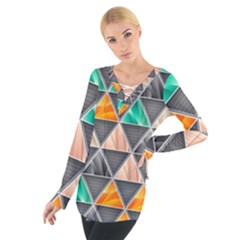 Abstract Geometric Triangle Shape Women s Tie Up Tee by BangZart