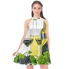 White Wine Red Wine The Bottle Halter Neckline Chiffon Dress  by BangZart