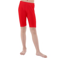 Solid Christmas Red Velvet Kids  Mid Length Swim Shorts by PodArtist