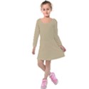 Solid Christmas Gold Kids  Long Sleeve Velvet Dress View1