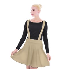 Solid Christmas Gold Suspender Skater Skirt by PodArtist