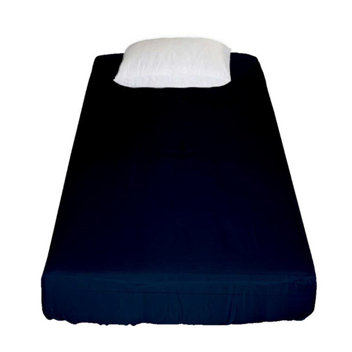 Solid Christmas Silent night Blue Fitted Sheet (Single Size)