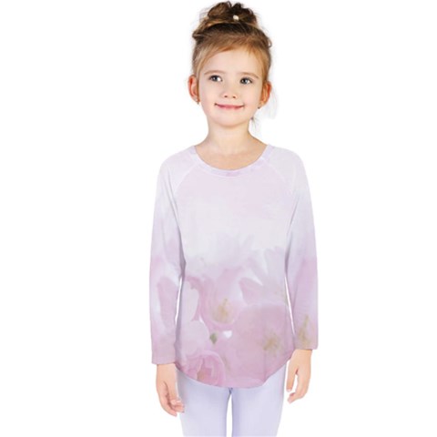 Pink Blossom Bloom Spring Romantic Kids  Long Sleeve Tee by BangZart